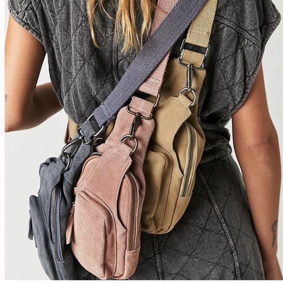 Free People Hudson Sling Bag pink/blush suede NWT - Picture 5 of 6
